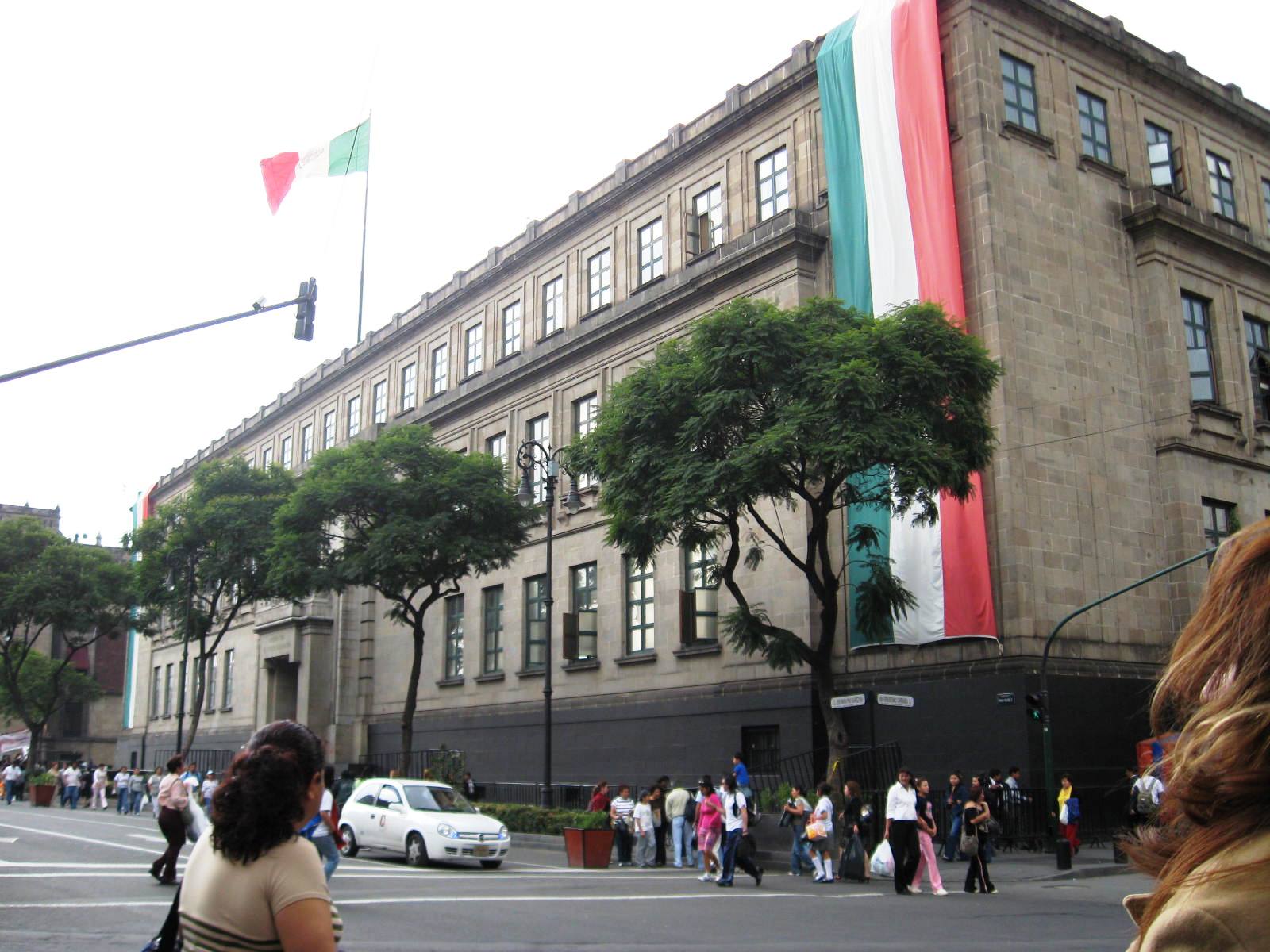 Building with Mexican flag