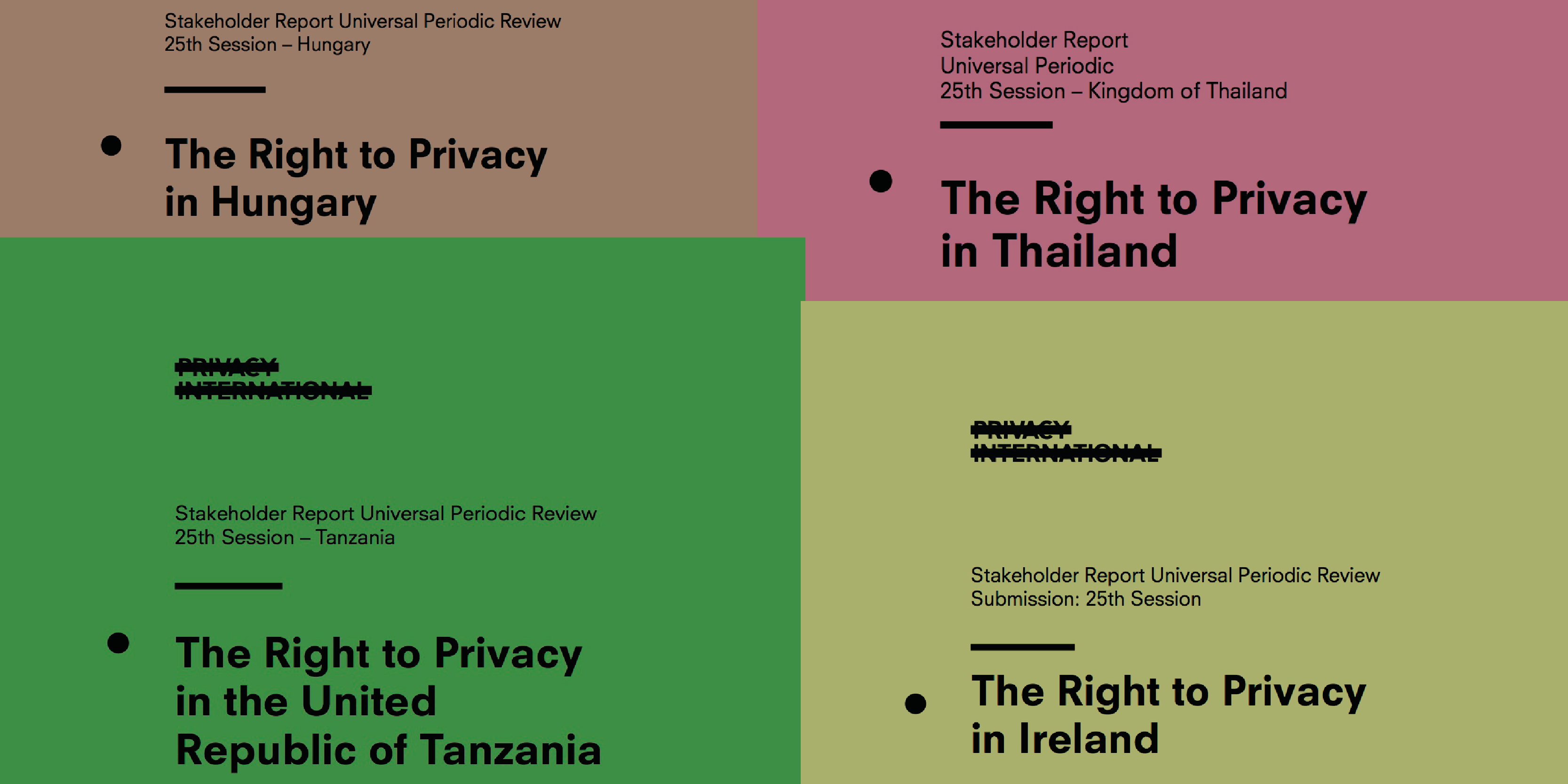 Covers of Privacy International work