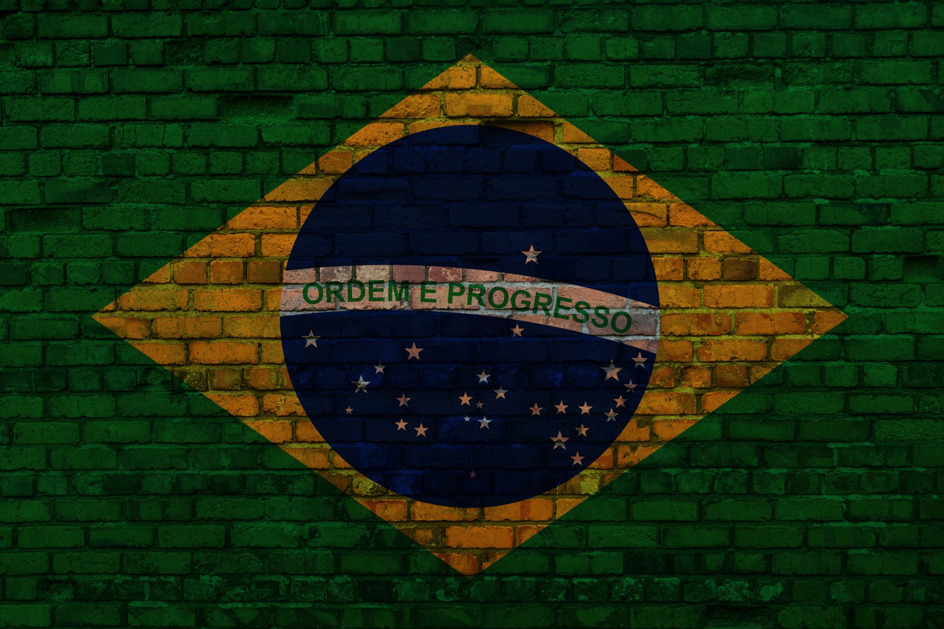 Brazilian flag made of bricks