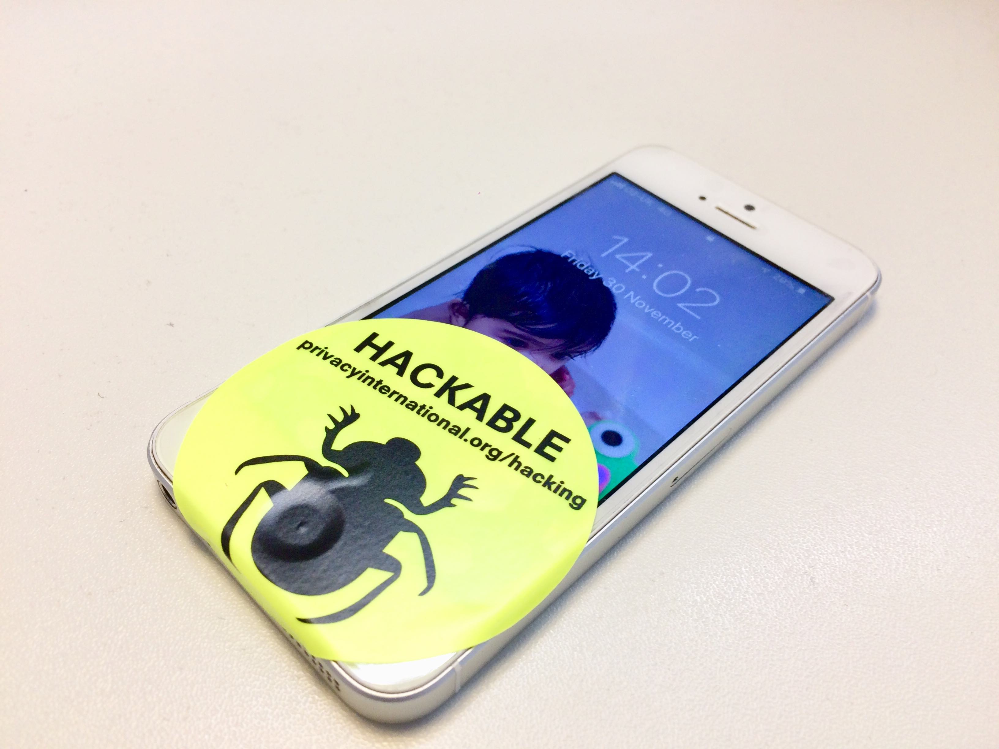 Hackable sticker on phone