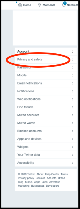 3. Click on Privacy and Safety