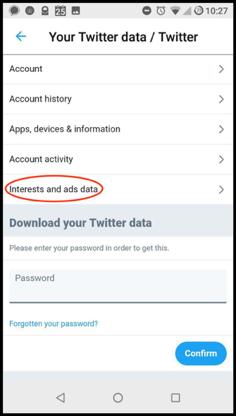 Then click interest and ads data