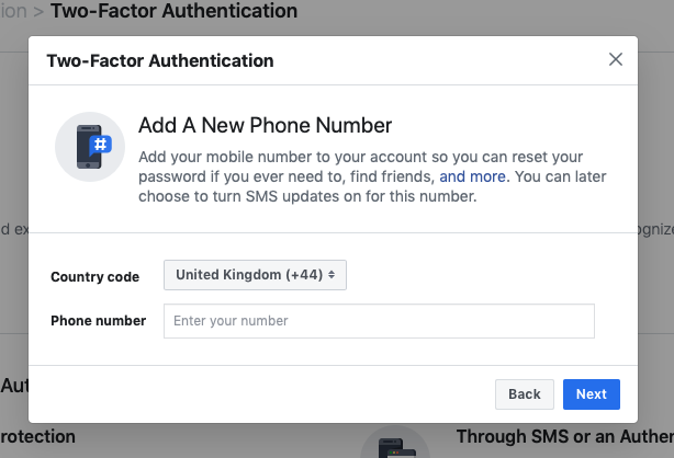 Add a phone number for 2FA