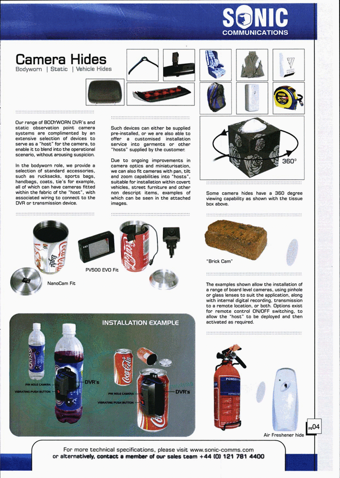 Concealed camera brochure image