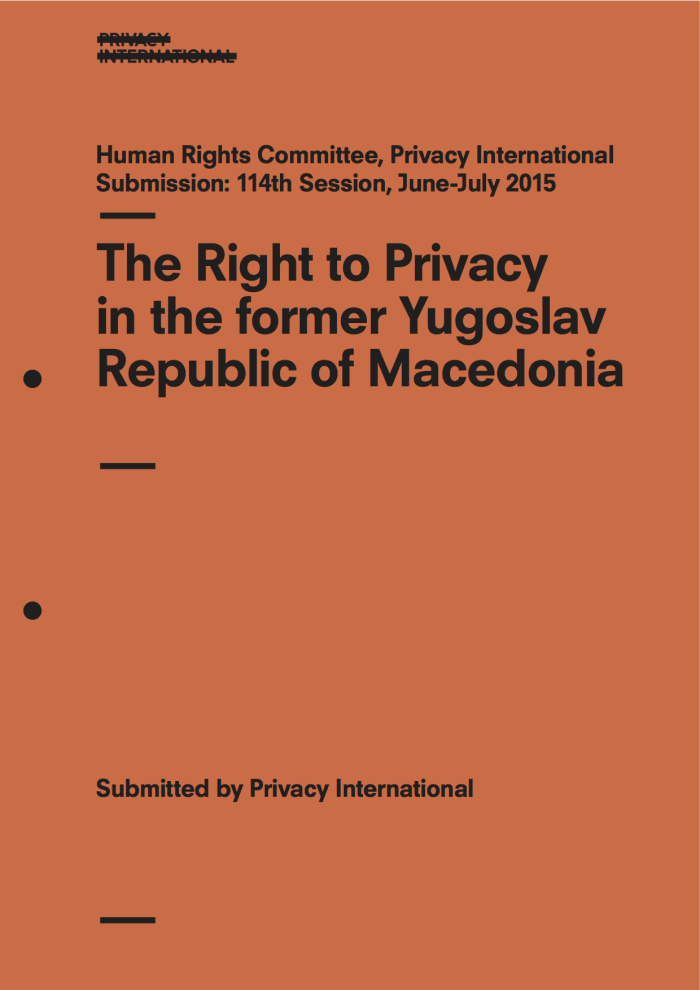 The Right to Privacy in the former Yugoslav Republic of Macedonia