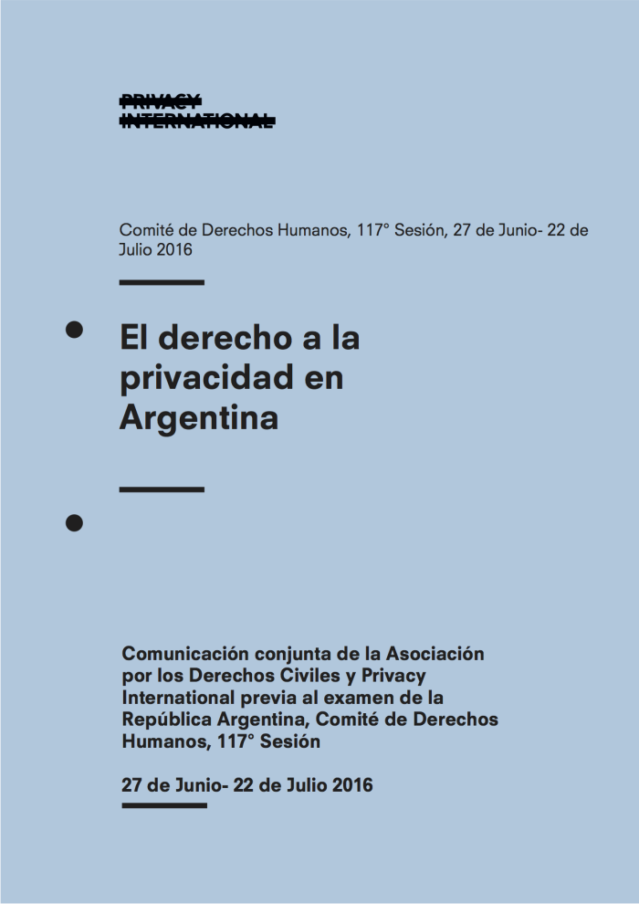 Presentación Previa Al Examen de la República Argentina, Comité de Derechos Humanos, 117ma Sesión, 27 de Junio- 22 de Julio 2016