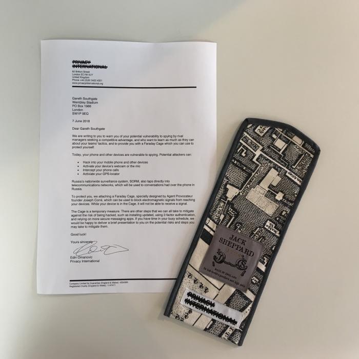 Letter to Gareth Southgate and Faraday cage