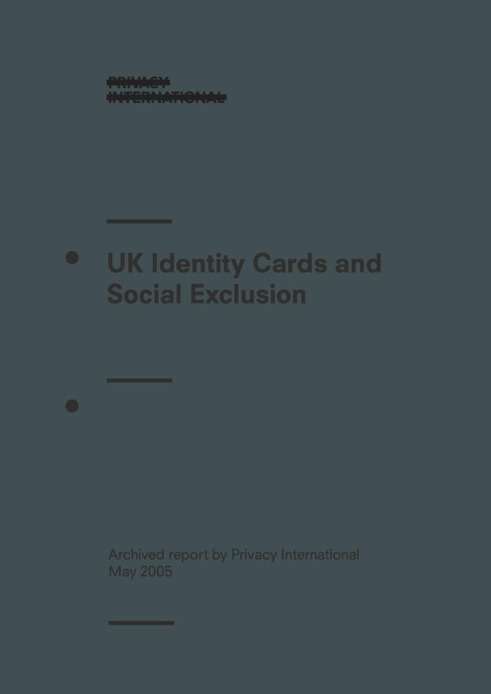 UK Identity Cards and Social Exclusion