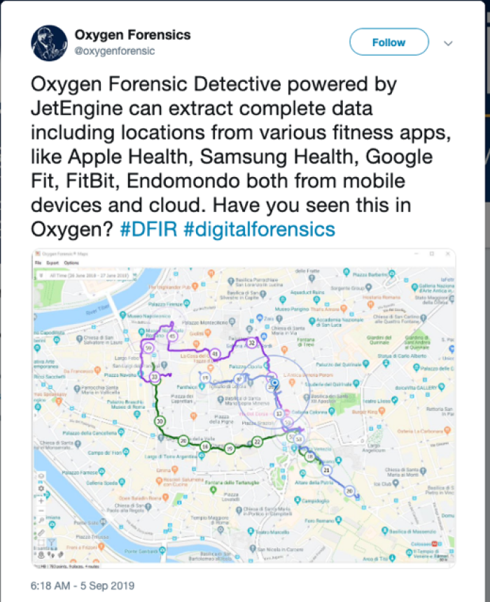 Tweet by Oxygen Forensics