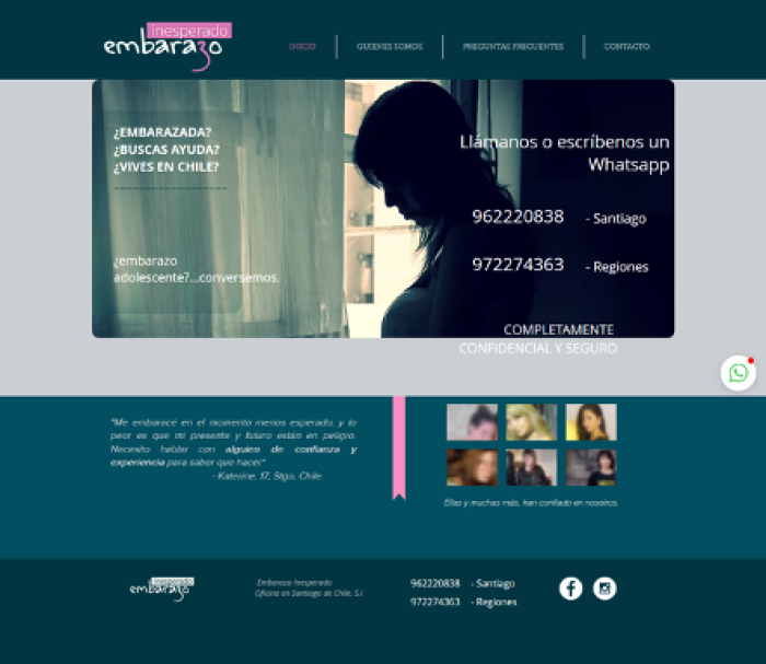 Chilean version of Embarazo Inesperado’s website
