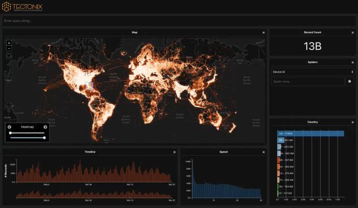 Still from Techtonix showing movement based on mobile phone data