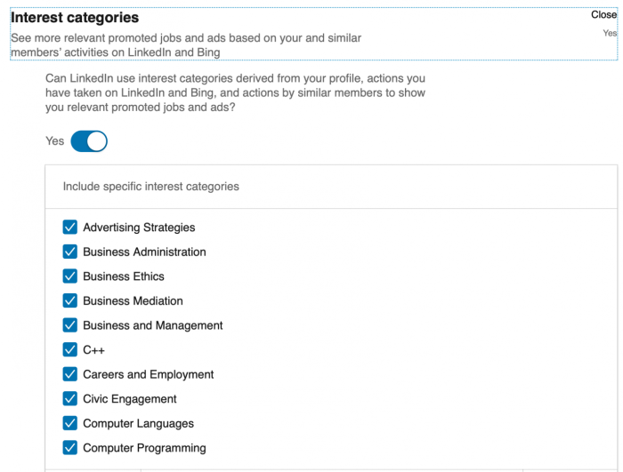 Interest Ads LinkedIn