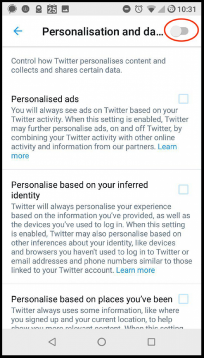 You can also see and remove the the inferred categories Twitter put you in. To do so, click on “See your Twitter data in the Privacy and Security screen”.