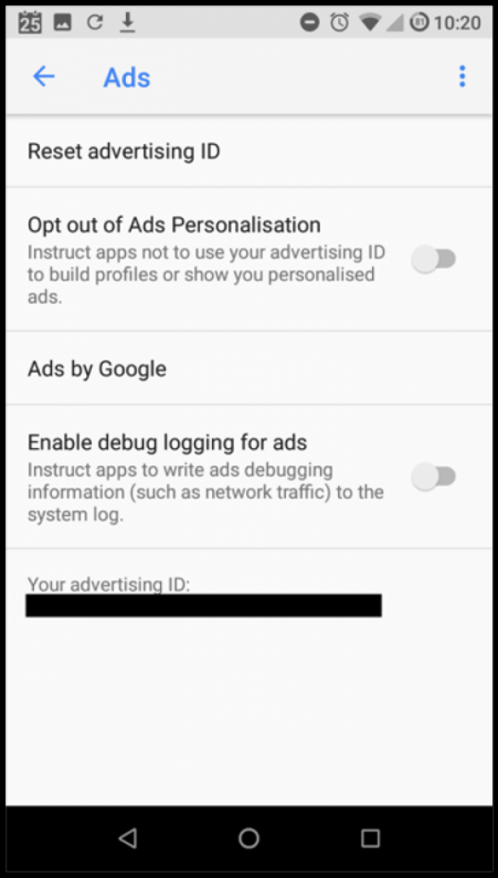 4. Toggle off “Opt out of Ads Personalisation”