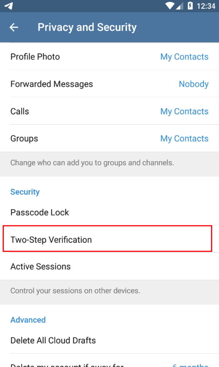 Two steps verification