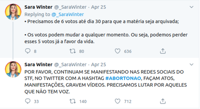 Tweet user Sara Winter