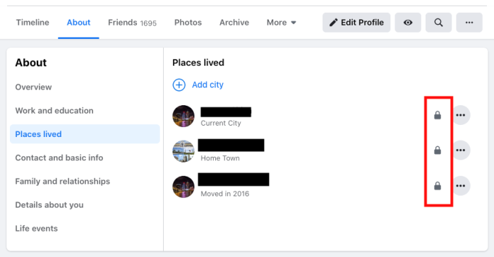 Facebook profile visibility