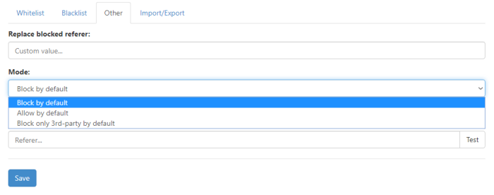 Desired setting set to "block by default"