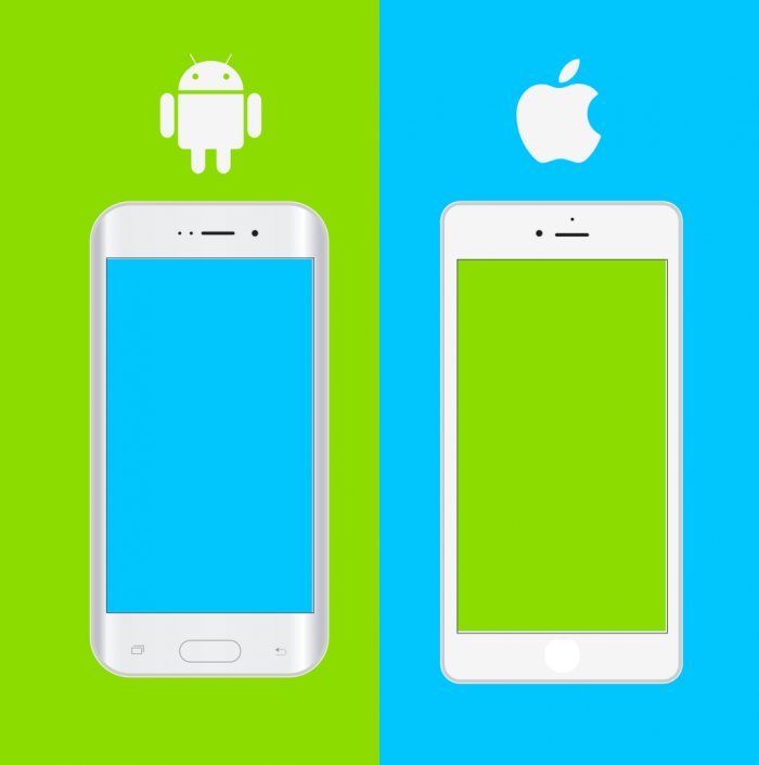 Andriod phone and iPhone side by side graphic