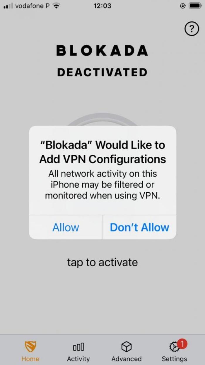Fig. 4: Allow Blokada to setup a VPN