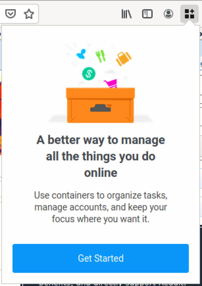 Fig. 4: Firefox Multi-Account Containers start guide