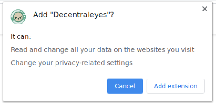 Add Decentraleyes to Chrome