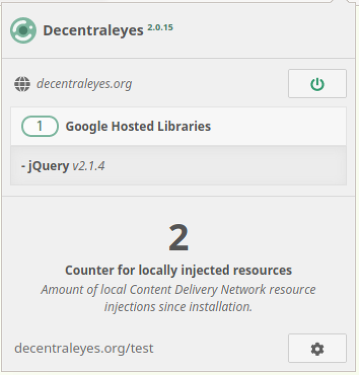 Fig. 4: Decentraleyes pop-up interface