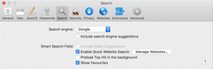 Fig. 2: Search settings