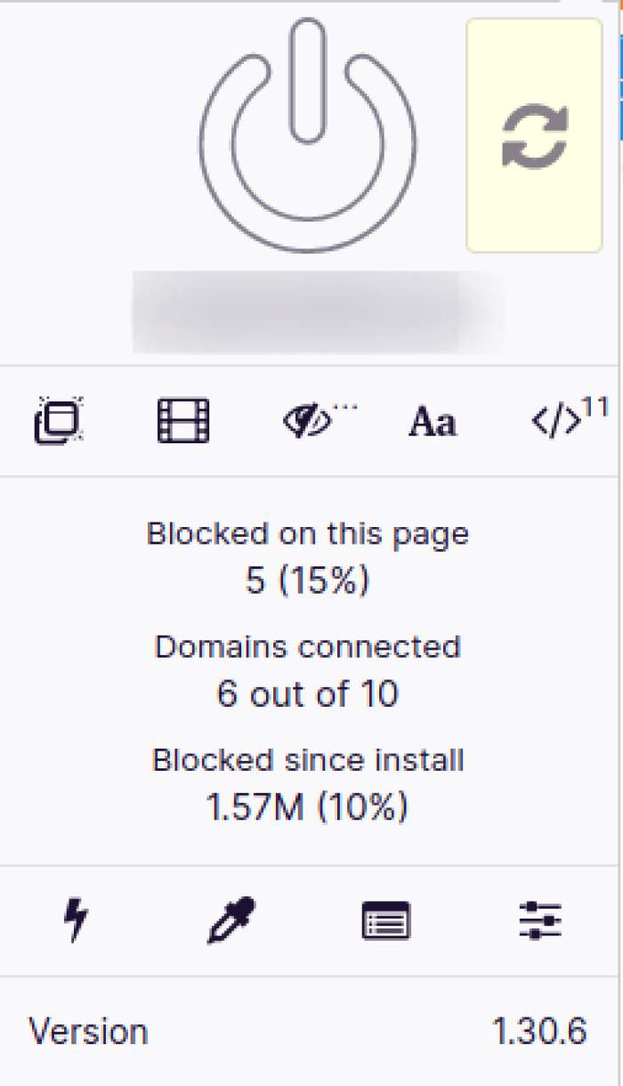 Fig. 5: uBlock Origin whitelist a domain