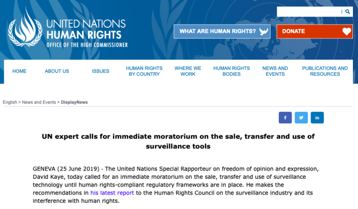 Screenshot UNOHCHR Moratorium Call