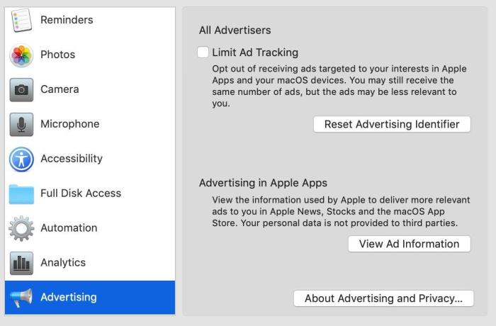 limit ads mac