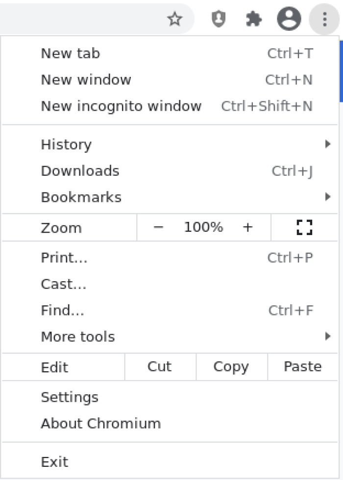 Chrome settings menu