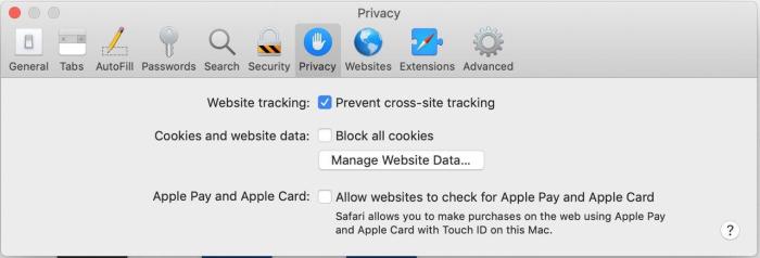 safari preferences privacy