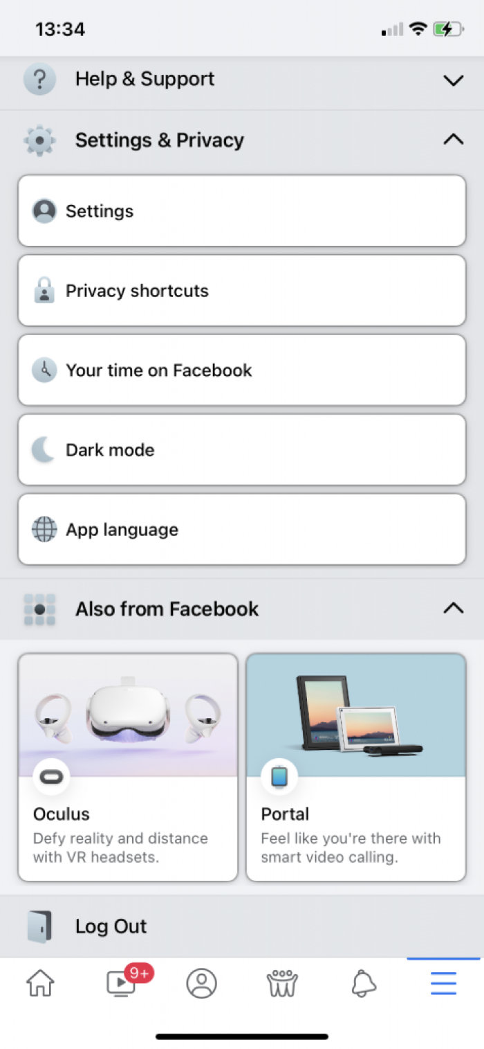 Image showing Facebook settings and privacy option