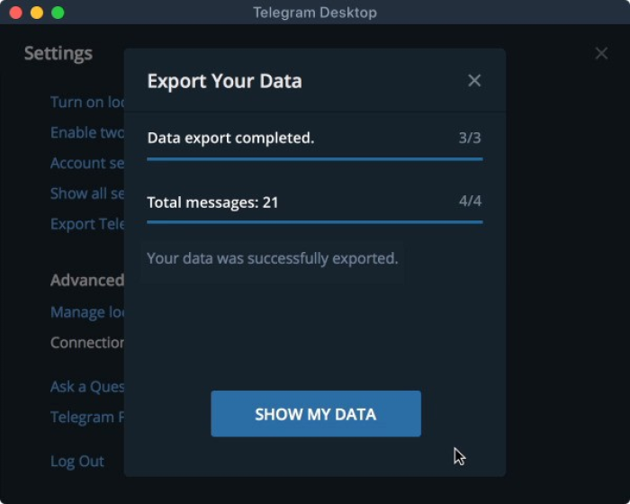 Image showing how to export data
