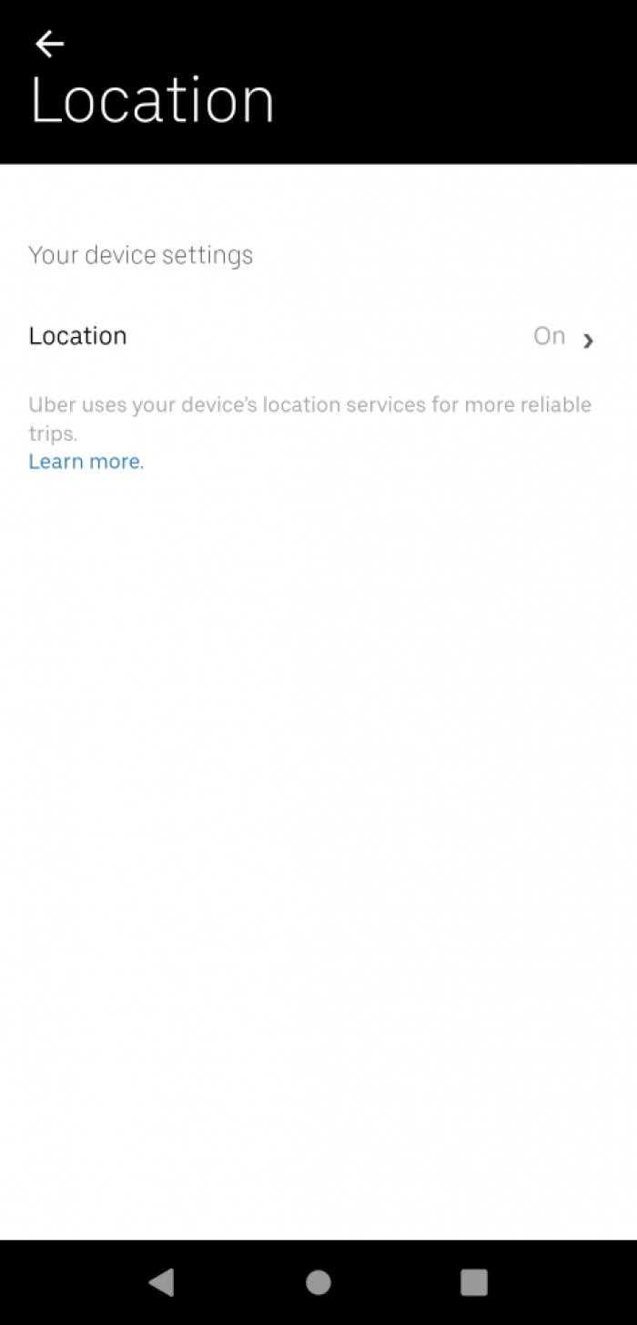 Image showing how to switch off location services completely in Uber app
