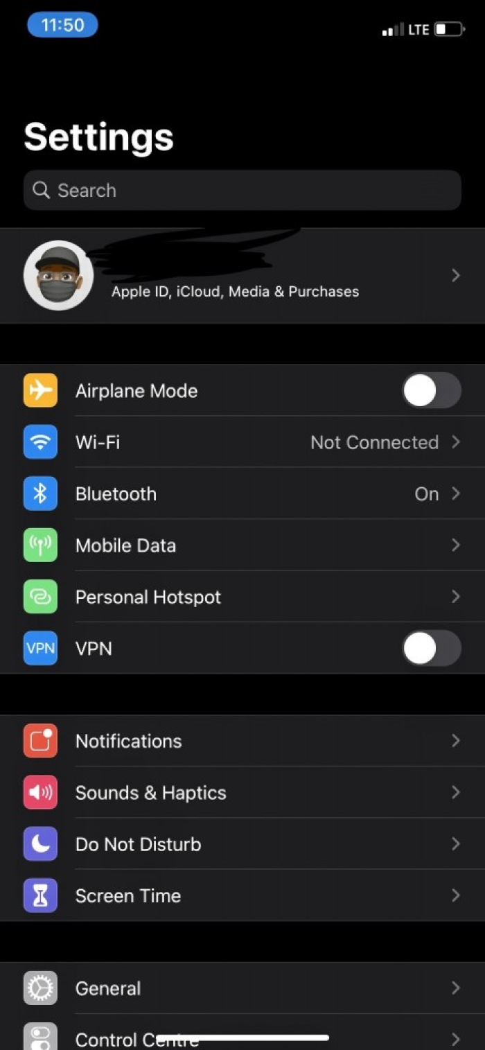 General settings menu image