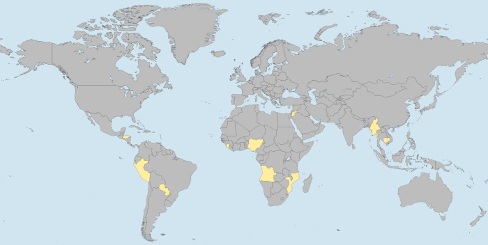 world map with highlighted countries