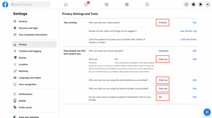 Privacy Settings Web