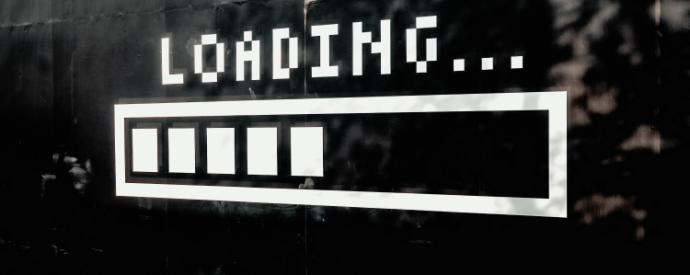 A mural of a white loading bar on black background