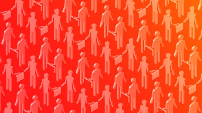 People handing over briefcases to other people