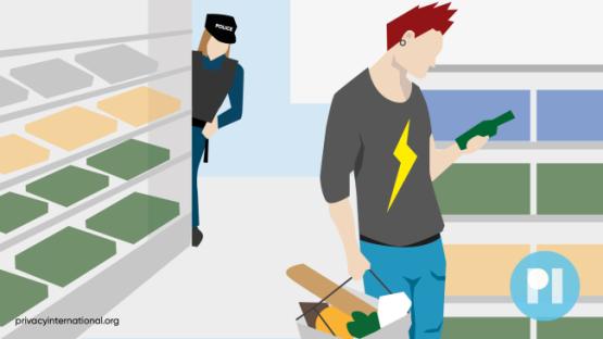 Drawing of a person buying from a shop