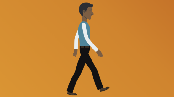 Man walking in profile graphic