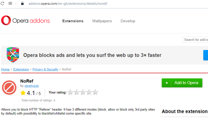 NoRef Opera store page