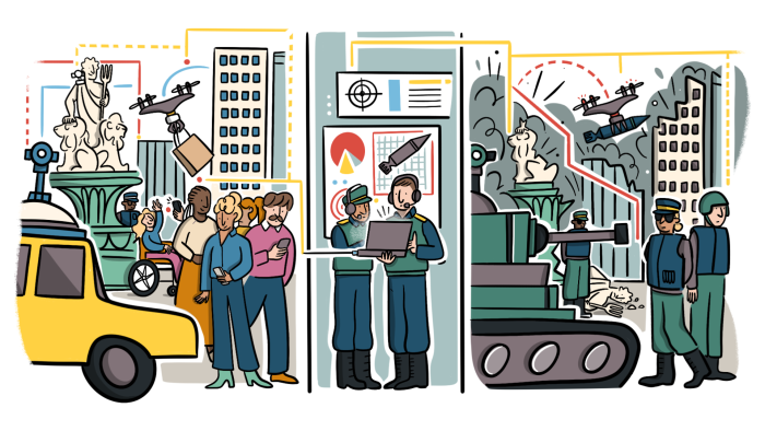 ‘Military tech in our town squares’ by Ann Macleod