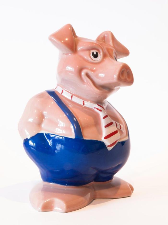 A piggy bank in the shape of a pig