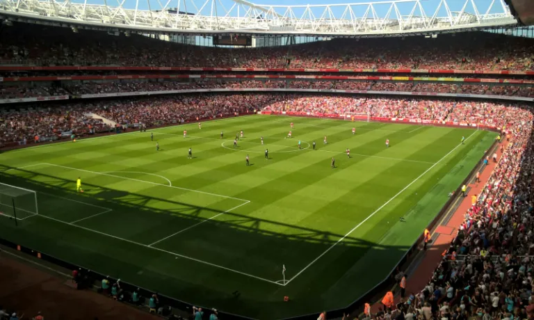 Football stadium in the sunshine 