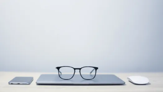glasses on a laptop