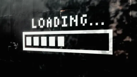 A mural of a white loading bar on black background