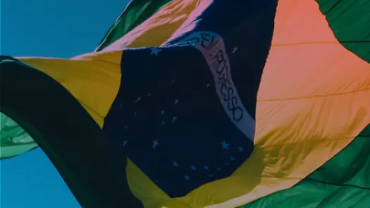 Brazilian flag fluttering in the breeze